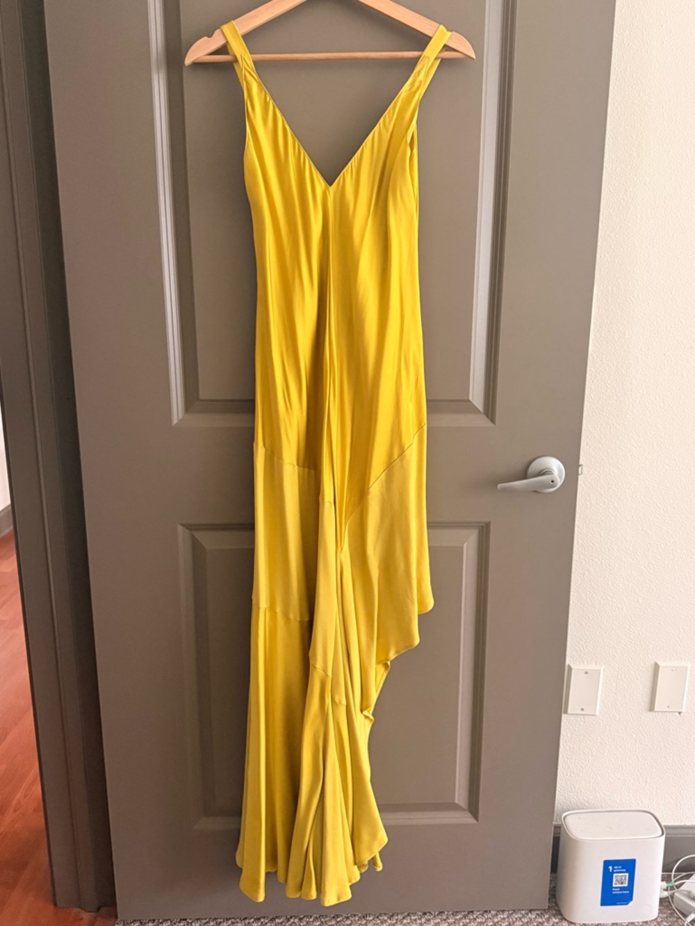 Sunshine Yellow Asymmetrical V-Neck Maxi Dress